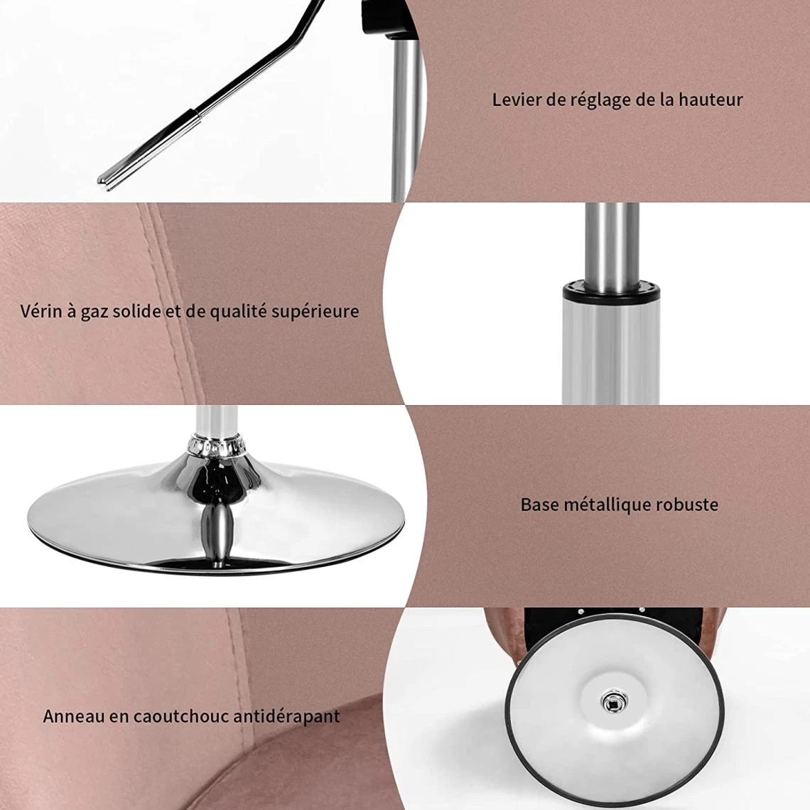 Giantex COSTWAY Chaise Pivotante En Velours, Fauteuil De Bureau Réglable En H... 4 Giantex COSTWAY Chaise Pivotante En Velours, Fauteuil De Bureau Réglable En H... – Image 4