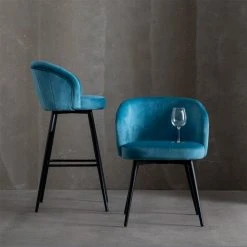 Altobuy DOLCE - Lot De 2 Tabourets Velours Bleu Piètement Métal Noir -Magasin Joss & Main dolce lot de 2 tabourets velours bleu pietement metal noir 14086064 39139588 1140x1140