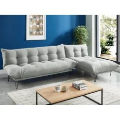 Vente-unique Canapé Modulable Convertible En Tissu BERSY - Gris Clair