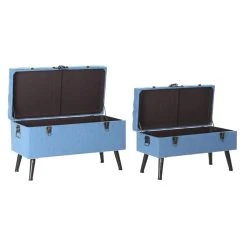 Pegane Ensemble De 2 Banquettes Coffres En Métal Et Polyester Coloris Bleu M... -Magasin Joss & Main ensemble de 2 banquettes coffres en metal et polyester coloris bleu marine 13600860 37357974 1140x1140