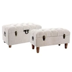 Pegane Ensemble De 2 Coffres Banquettes En Bois Coloris beige