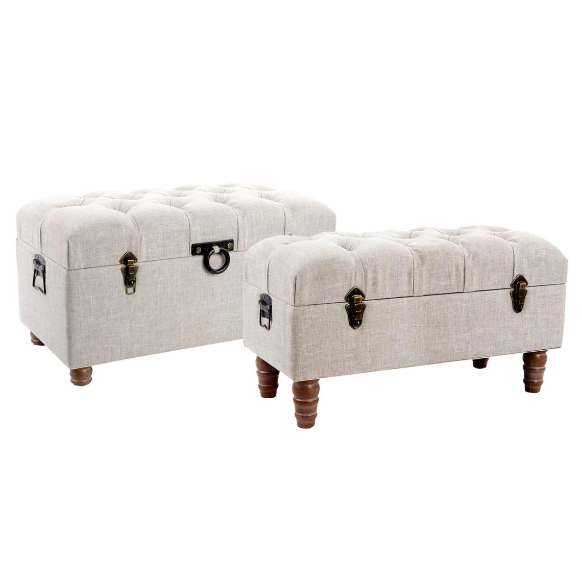 Pegane Ensemble De 2 Coffres Banquettes En Bois Coloris beige 1 Pegane Ensemble De 2 Coffres Banquettes En Bois Coloris beige