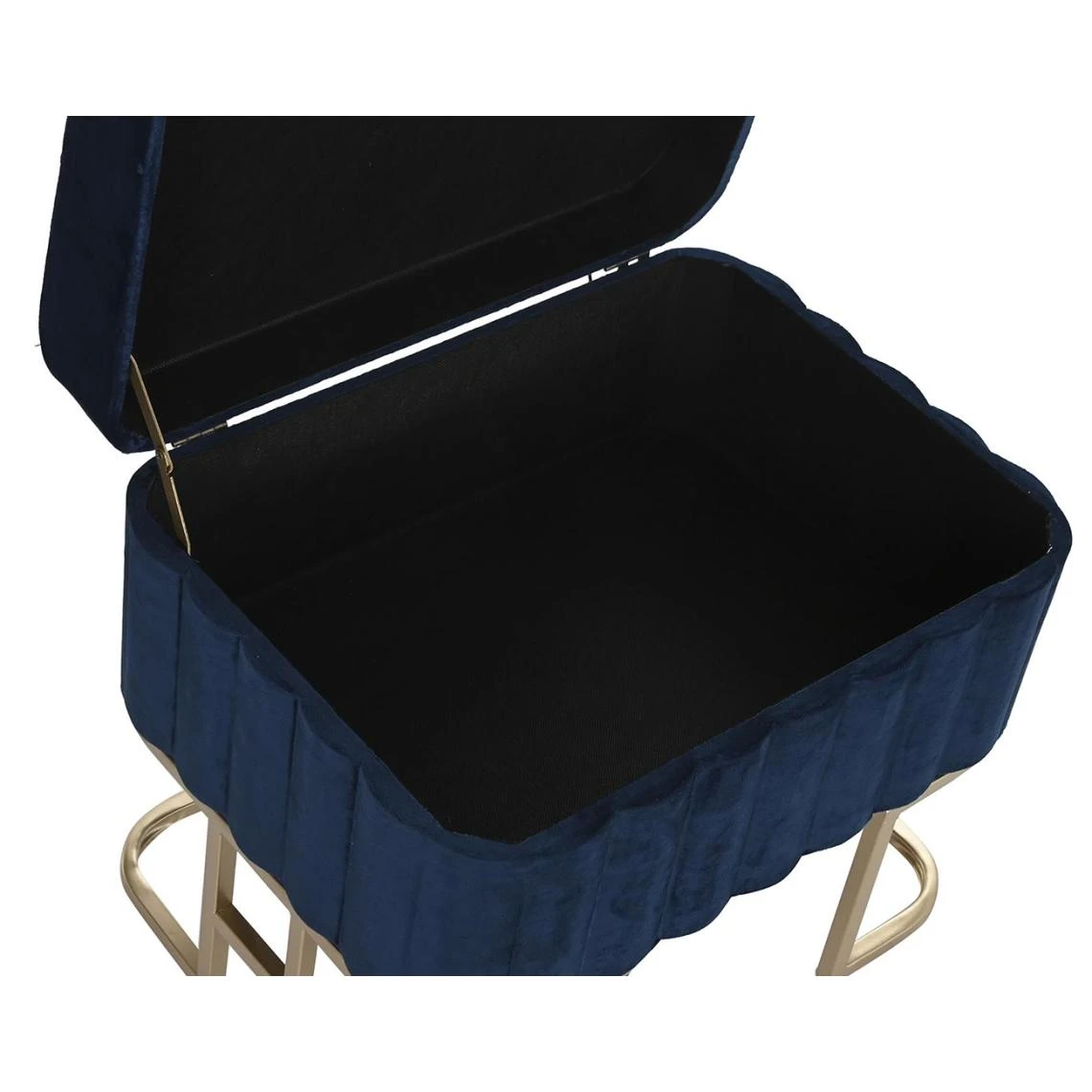 Pegane Ensemble De 3 Banquettes Coffres En Métal Et Velours Coloris Bleu 4 Pegane Ensemble De 3 Banquettes Coffres En Métal Et Velours Coloris Bleu – Image 4