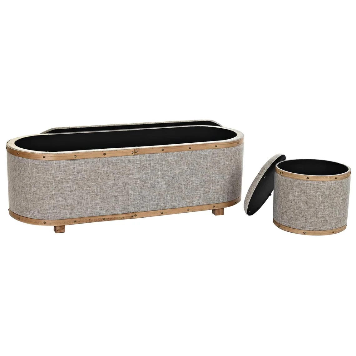 Pegane Ensemble De 4 Banquettes Coffres En Bois Et Polyester Coloris Beige - ... 3 Pegane Ensemble De 4 Banquettes Coffres En Bois Et Polyester Coloris Beige - ... – Image 3