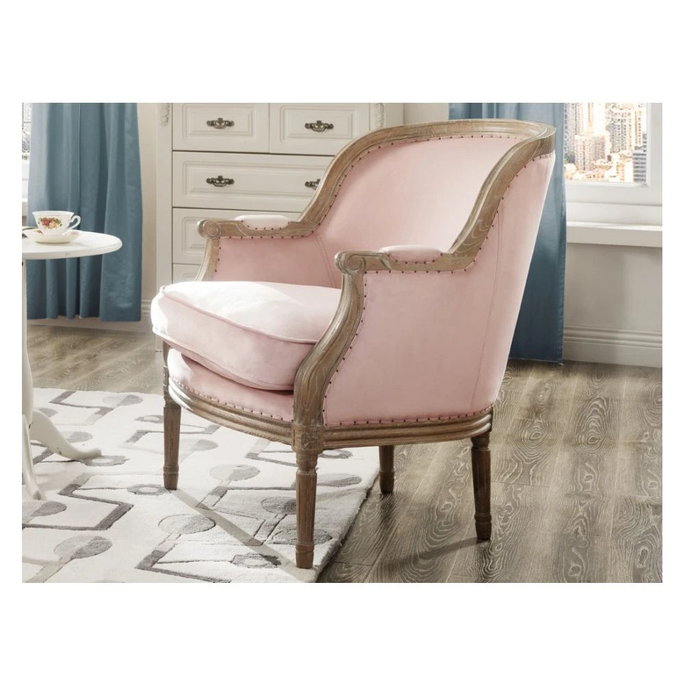 Vente-unique Fauteuil En Velours ALIENOR - Rose Pastel 2 Vente-unique Fauteuil En Velours ALIENOR - Rose Pastel – Image 2