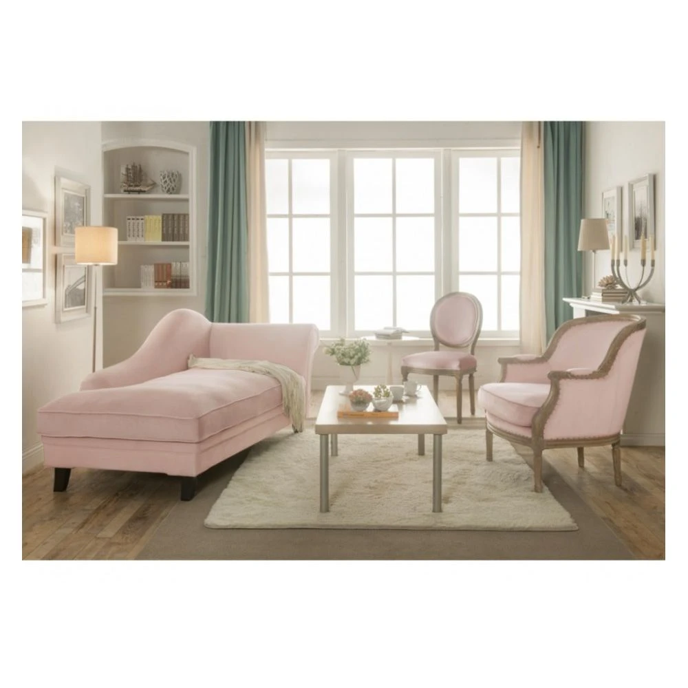 Vente-unique Fauteuil En Velours ALIENOR - Rose Pastel 4 Vente-unique Fauteuil En Velours ALIENOR - Rose Pastel – Image 4