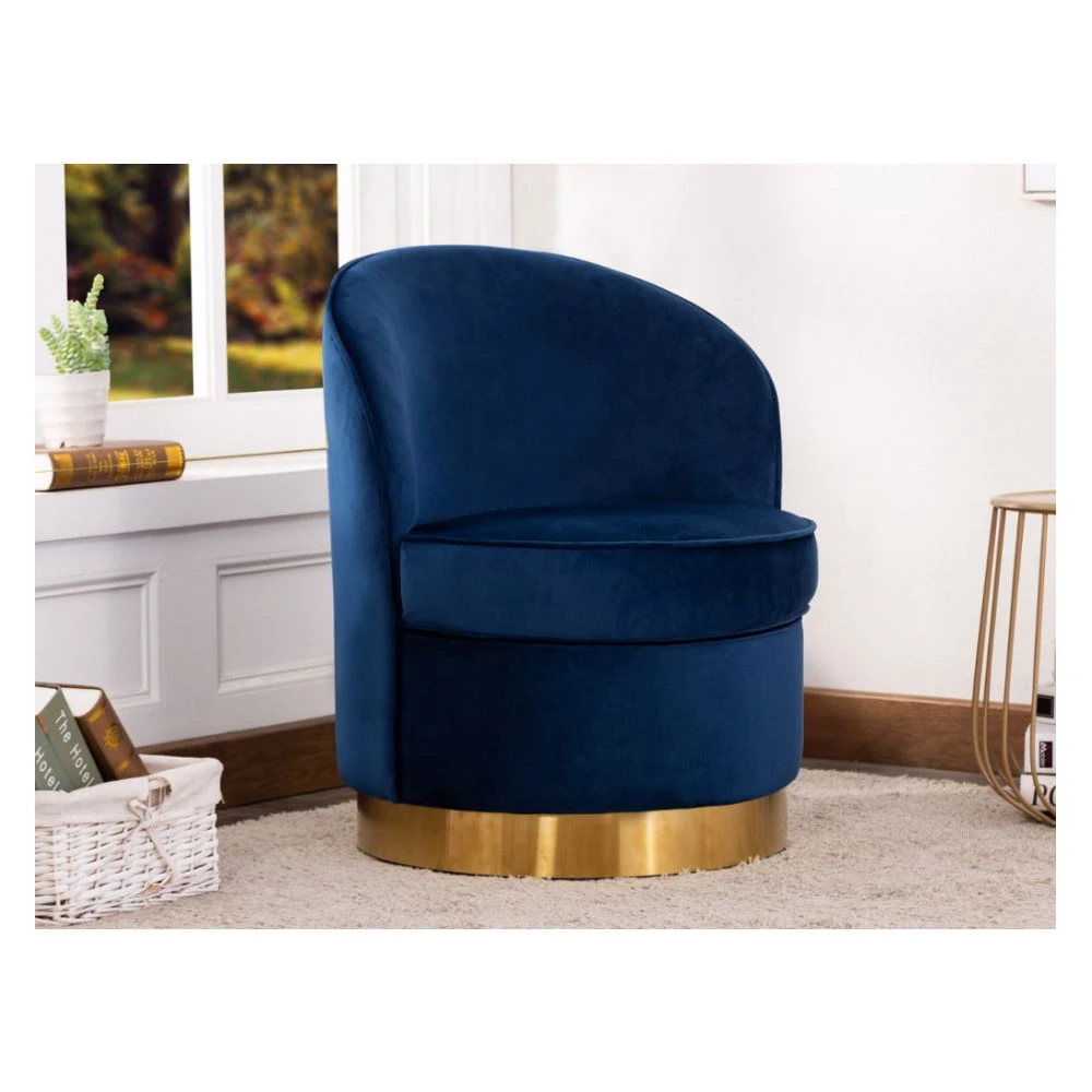 Vente-unique Fauteuil SANELA En Velours - Bleu Nuit 2 Vente-unique Fauteuil SANELA En Velours - Bleu Nuit – Image 2