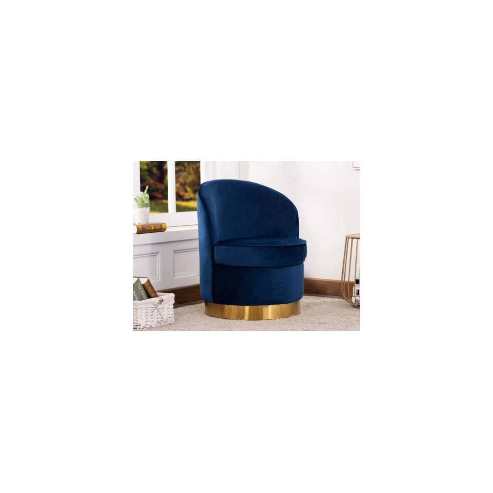 Vente-unique Fauteuil SANELA En Velours - Bleu Nuit 1 Vente-unique Fauteuil SANELA En Velours - Bleu Nuit