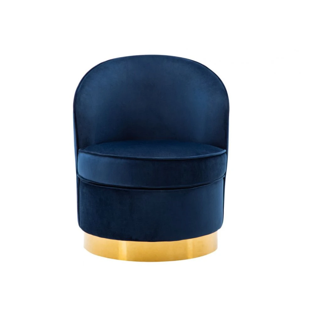 Vente-unique Fauteuil SANELA En Velours - Bleu Nuit 4 Vente-unique Fauteuil SANELA En Velours - Bleu Nuit – Image 4