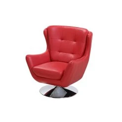 Vente-unique Fauteuil Pivotant En Cuir ANABA - Rouge 9 Vente-unique Fauteuil Pivotant En Cuir ANABA - Rouge -Magasin Joss & Main fauteuil 367149