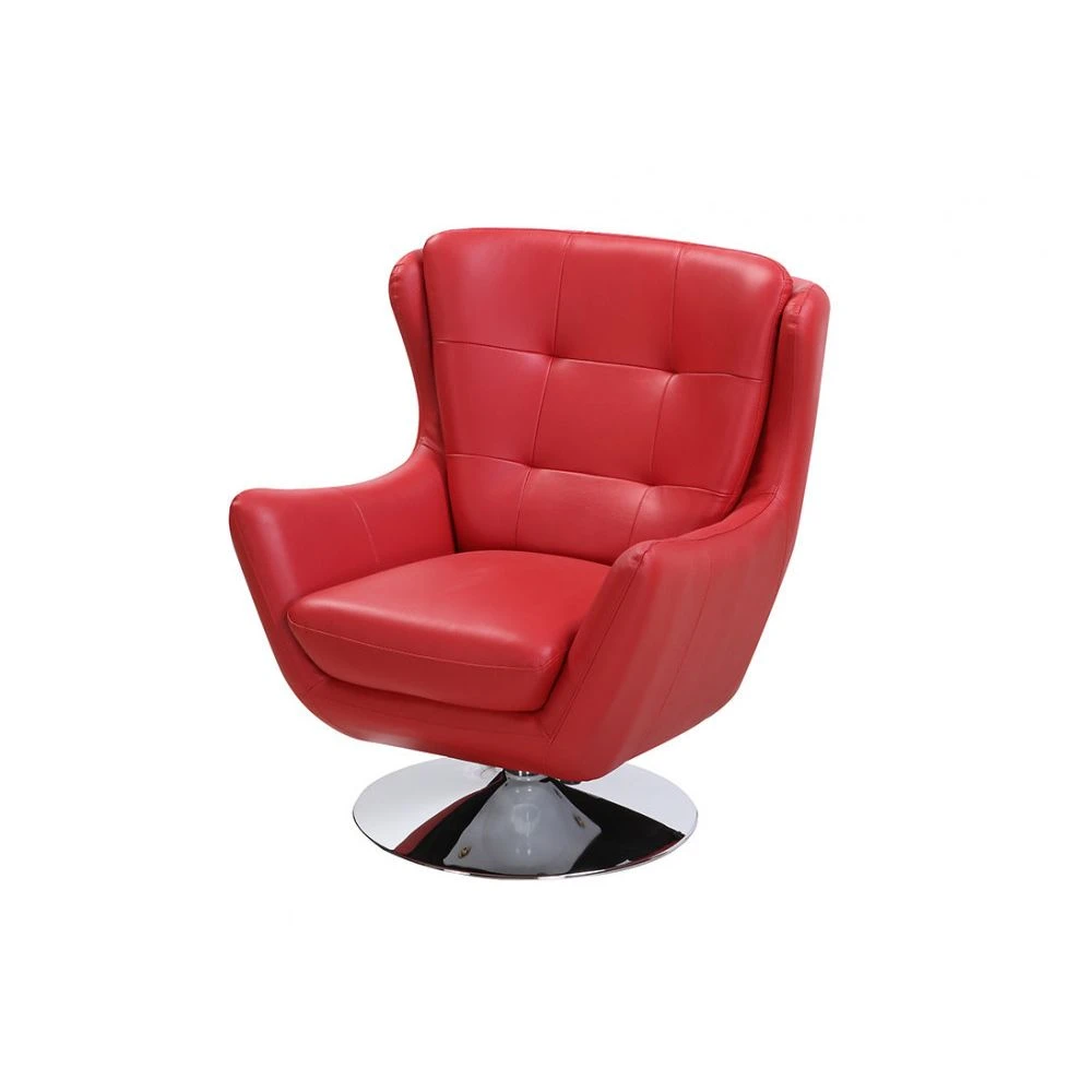 Vente-unique Fauteuil Pivotant En Cuir ANABA - Rouge 5 Vente-unique Fauteuil Pivotant En Cuir ANABA - Rouge – Image 5