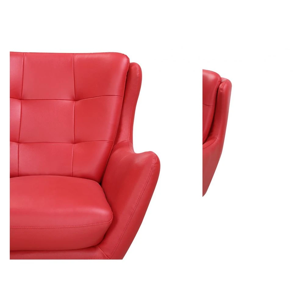 Vente-unique Fauteuil Pivotant En Cuir ANABA - Rouge 4 Vente-unique Fauteuil Pivotant En Cuir ANABA - Rouge – Image 4