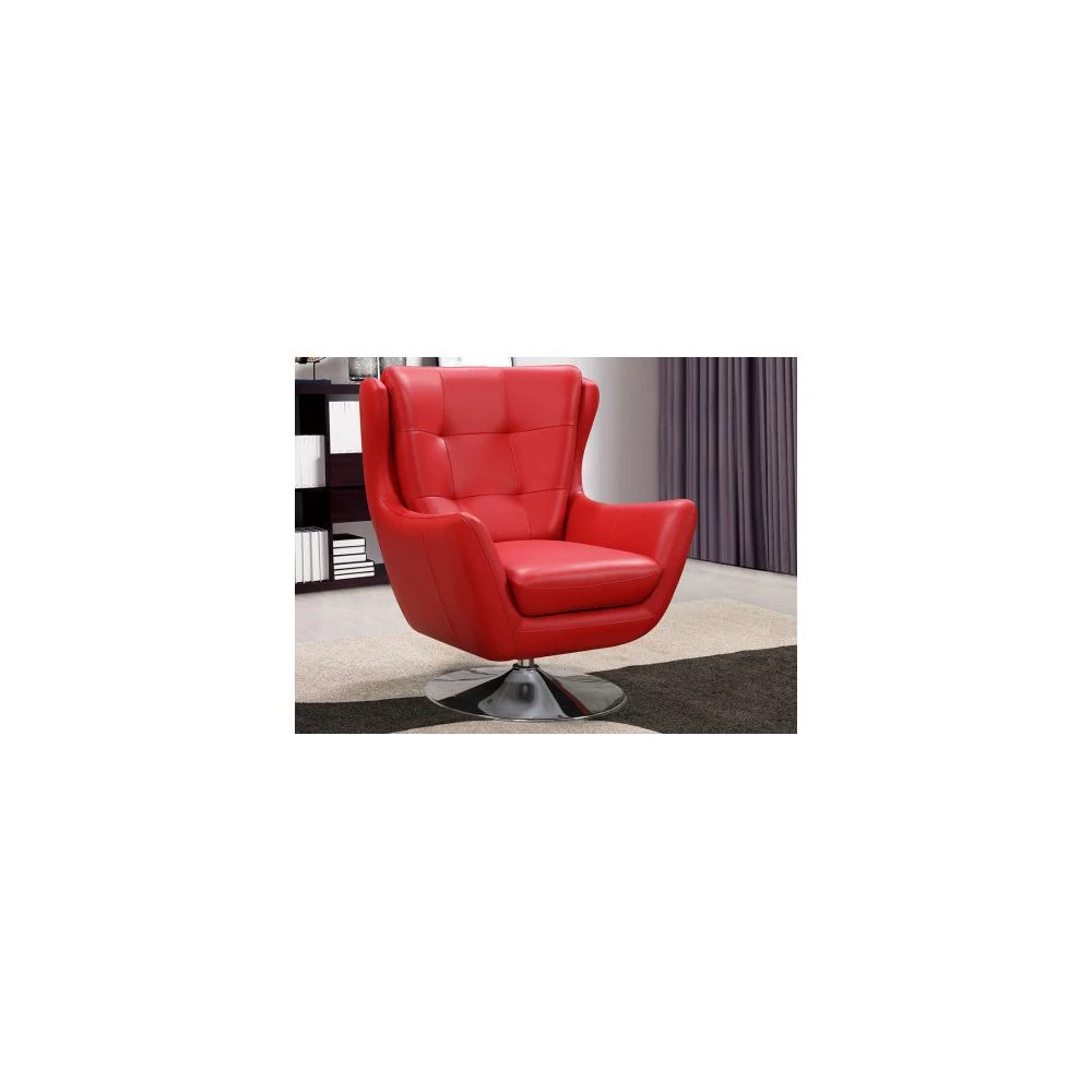 Vente-unique Fauteuil Pivotant En Cuir ANABA - Rouge 1 Vente-unique Fauteuil Pivotant En Cuir ANABA - Rouge