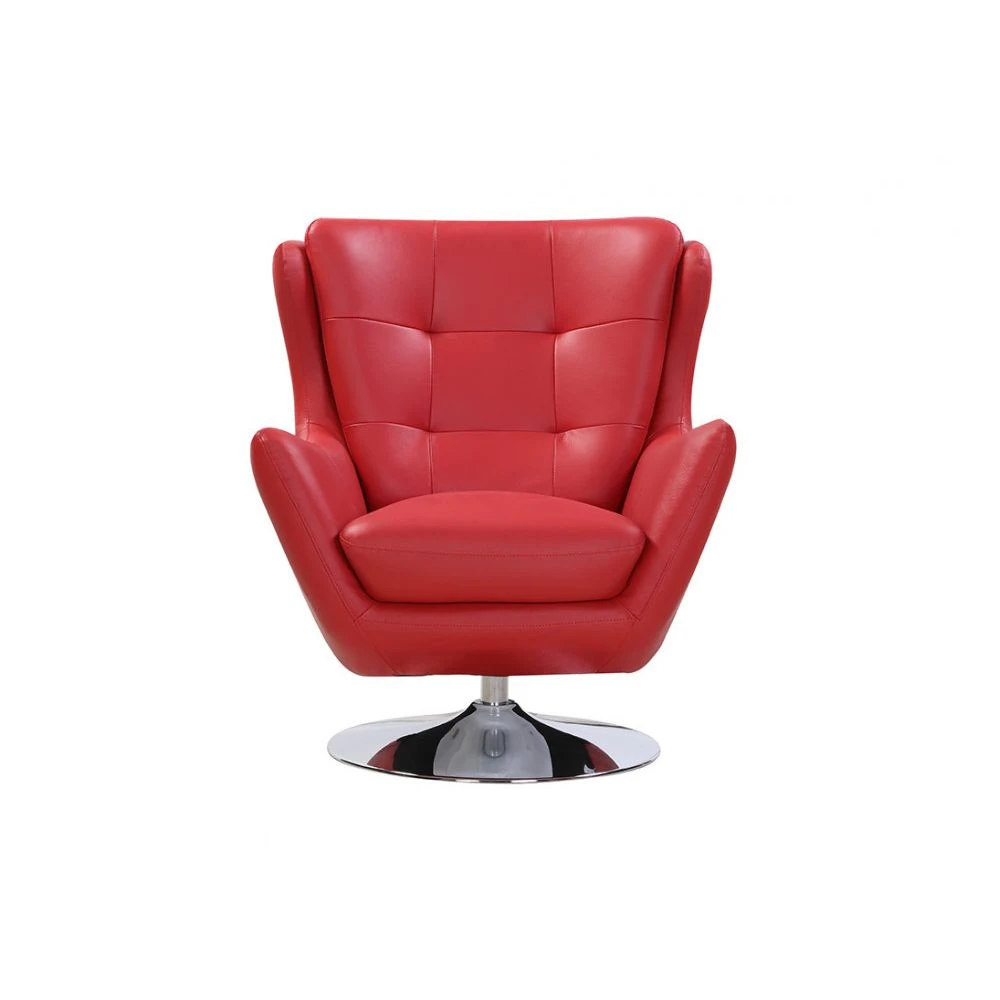 Vente-unique Fauteuil Pivotant En Cuir ANABA - Rouge 3 Vente-unique Fauteuil Pivotant En Cuir ANABA - Rouge – Image 3