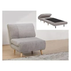 Vente-unique Fauteuil Convertible En Velours Côtelé PALULA - Gris Clair -Magasin Joss & Main fauteuil 380743 1