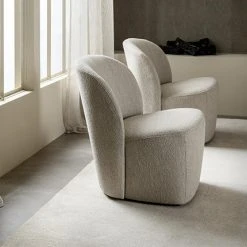 MES Fauteuil 68x72x75 Cm En Tissu Bouclé Beige