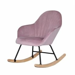 BUT Fauteuil à Bascule BAHIA En Velours Rose Poudré -Magasin Joss & Main fauteuil a bascule bahia en velours rose poudre 13342620 36414856 1140x1140