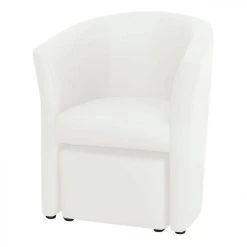 BUT Fauteuil Cabriolet Et Pouf CLAYTON PU Blanc -Magasin Joss & Main fauteuil cabriolet et pouf clayton pu blanc 9158809 23907435 1140x1140