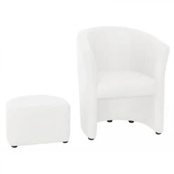 BUT Fauteuil Cabriolet Et Pouf CLAYTON PU Blanc -Magasin Joss & Main fauteuil cabriolet et pouf clayton pu blanc 9158809 23907437 1140x1140