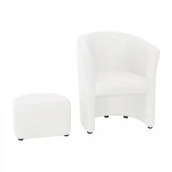 BUT Fauteuil Cabriolet Et Pouf CLAYTON PU Blanc -Magasin Joss & Main fauteuil cabriolet et pouf clayton pu blanc 9158809 23907439 1140x1140