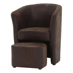 BUT Fauteuil Cabriolet Et Pouf CLAYTON Tissu Gobi Marron Foncé -Magasin Joss & Main fauteuil cabriolet et pouf clayton tissu gobi marron fonce 9158325 23905711 1140x1140