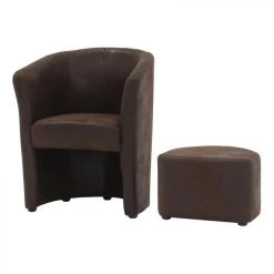 BUT Fauteuil Cabriolet Et Pouf CLAYTON Tissu Gobi Marron Foncé -Magasin Joss & Main fauteuil cabriolet et pouf clayton tissu gobi marron fonce 9158325 23905715 1140x1140