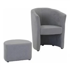 BUT Fauteuil Cabriolet Et Pouf CLAYTON Tissu Soro Gris Clair -Magasin Joss & Main fauteuil cabriolet et pouf clayton tissu soro gris clair 9158305 23905621 1140x1140