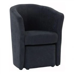 BUT Fauteuil Cabriolet Et Pouf CLAYTON Tissu Soro Gris Foncé