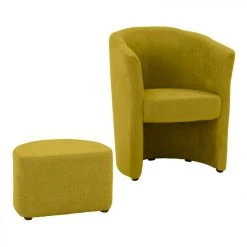 BUT Fauteuil Cabriolet Et Pouf CLAYTON Tissu Soro Jaune -Magasin Joss & Main fauteuil cabriolet et pouf clayton tissu soro jaune 9158127 23904797 1140x1140