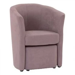 BUT Fauteuil Cabriolet Et Pouf CLAYTON Tissu Soro Rose