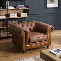 MACABANE Fauteuil Chesterfield 1 Place Vintage Cuir GASTON -Magasin Joss & Main fauteuil chesterfield 1 place vintage cuir gaston 3357772 6183386 86 1140x1140