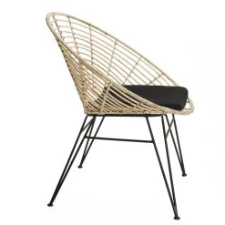 MACABANE Fauteuil CHLOE Rotin Naturel MANHATTAN Coussin Noir Pieds Métal -Magasin Joss & Main fauteuil chloe rotin naturel manhattan coussin noir pieds metal design 509756 4 1140x1140