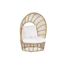 Beliani Fauteuil Cocon En Rotin Et Coussin Beige LIDO