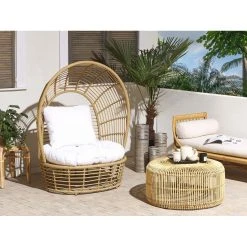 Beliani Fauteuil Cocon En Rotin Et Coussin Beige LIDO -Magasin Joss & Main fauteuil cocon en rotin et coussin beige lido 10317744 26658198 1140x1140