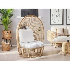 Beliani Fauteuil Cocon En Rotin Et Coussin Beige LIDO -Magasin Joss & Main fauteuil cocon en rotin et coussin beige lido 10317744 26658200 1140x1140