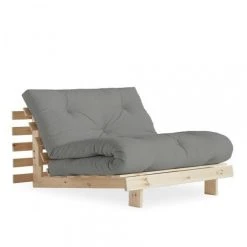 Inside 75 Fauteuil Convertible Futon ROOTS Pin Naturel Coloris Gris Couchage 90 ...
