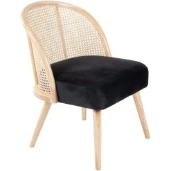 Jardindeco Fauteuil Cosy Effet Velours Gaspard Noir.