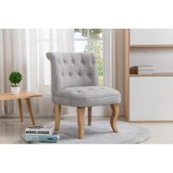 Vente-unique Fauteuil Crapaud En Lin Gris Clair MELOSIA