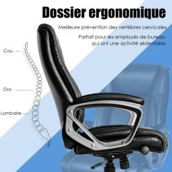 Costway Fauteuil De Bureau Bascule à Roulettes Avec Appui-tête, Hauteur Rég... 8 Costway Fauteuil De Bureau Bascule à Roulettes Avec Appui-tête, Hauteur Rég... -Magasin Joss & Main fauteuil de bureau bascule a roulettes avec appui tete hauteur reglable ergonomique charge max 150 kg noir 11709618 30861438 1140x1140