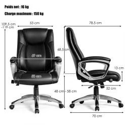 Costway Fauteuil De Bureau Bascule à Roulettes Avec Appui-tête, Hauteur Rég... 9 Costway Fauteuil De Bureau Bascule à Roulettes Avec Appui-tête, Hauteur Rég... -Magasin Joss & Main fauteuil de bureau bascule a roulettes avec appui tete hauteur reglable ergonomique charge max 150 kg noir 11709618 30861440 1140x1140