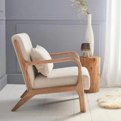 Fauteuil Design Beige En Bois Et Tissu L Alice's Garden -Magasin Joss & Main fauteuil design beige en bois et tissu l alices garden 11752810 577044 4 1140x1140