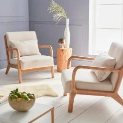 Fauteuil Design Beige En Bois Et Tissu L Alice's Garden -Magasin Joss & Main fauteuil design beige en bois et tissu l alices garden 11752810 577046 6 1140x1140