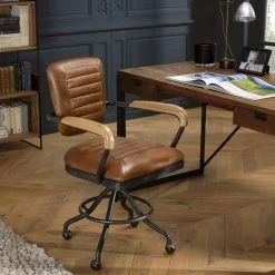 MACABANE Fauteuil Desk Vintage Cuir à Roulettes GASTON -Magasin Joss & Main fauteuil desk vintage cuir a roulettes gaston 3357780 6183464 64 1140x1140