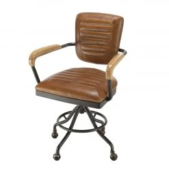 MACABANE Fauteuil Desk Vintage Cuir à Roulettes GASTON -Magasin Joss & Main fauteuil desk vintage cuir a roulettes gaston 3357780 6183476 76 1140x1140