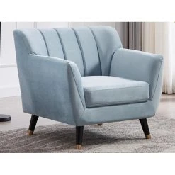 Vente-unique Fauteuil En Velours Bleu Ciel ALMARA