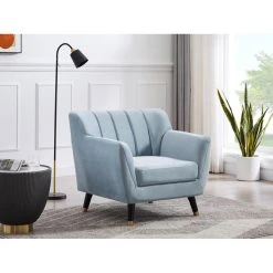 Vente-unique Fauteuil En Velours Bleu Ciel ALMARA -Magasin Joss & Main fauteuil droit almara 13609822 37408428 1140x1140