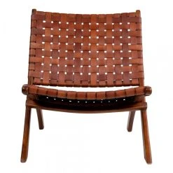 HOUSE NORDIC Fauteuil En Cuir Tressé Marron TOUPO -Magasin Joss & Main fauteuil en cuir tresse marron toupo design 1195065 3 1140x1140