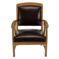 MACABANE Fauteuil En Teck Et Cuir Style Colonial - Marron -Magasin Joss & Main fauteuil en teck et cuir style colonial marron 500267 3 1140x1140