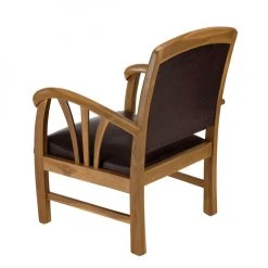 MACABANE Fauteuil En Teck Et Cuir Style Colonial - Marron -Magasin Joss & Main fauteuil en teck et cuir style colonial marron 500267 5 1140x1140