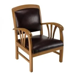 MACABANE Fauteuil En Teck Et Cuir Style Colonial - Marron